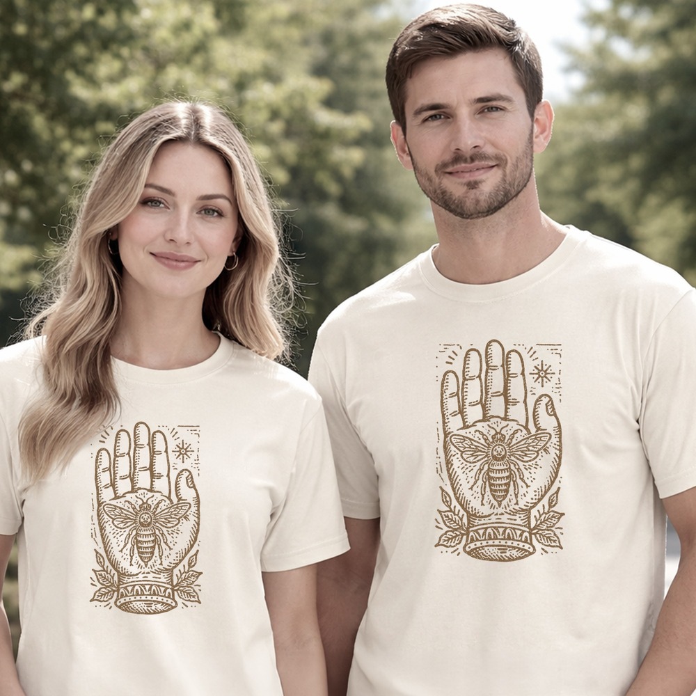 Honeybee Graphic Linocut Style Vintage Style Shirt
